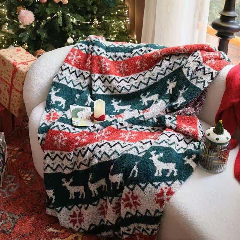 Ownkoti Christmas Fair Isle Reindeer Throw Blanket - 51" x 63" - image 0