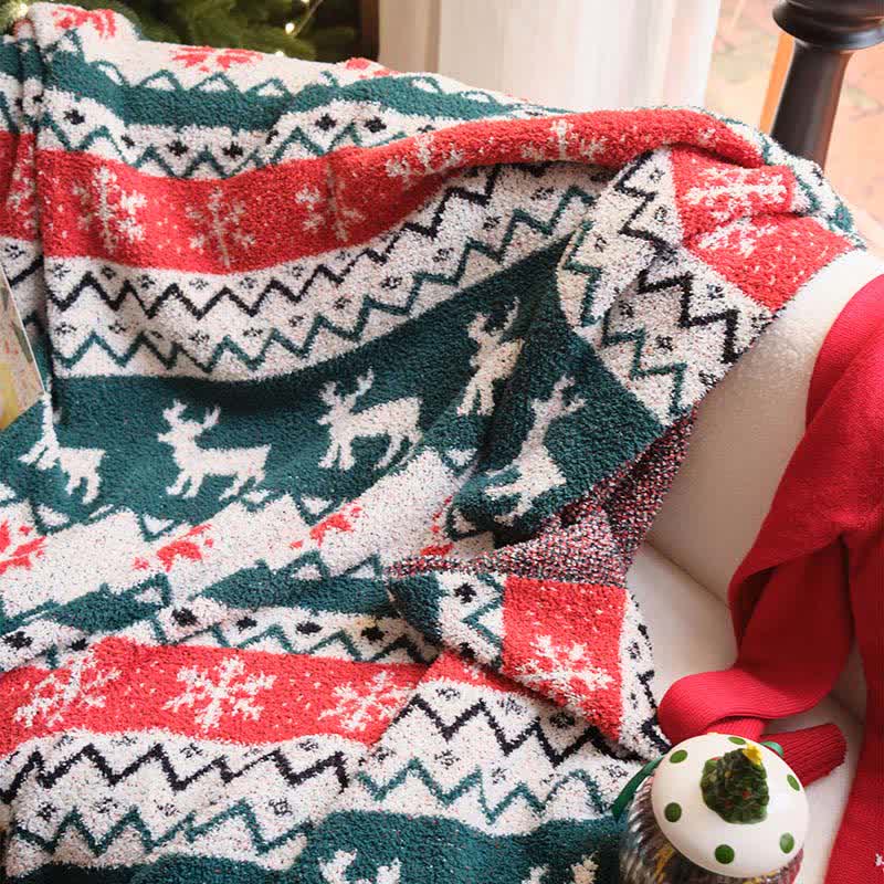 Ownkoti Christmas Fair Isle Reindeer Throw Blanket - image 6