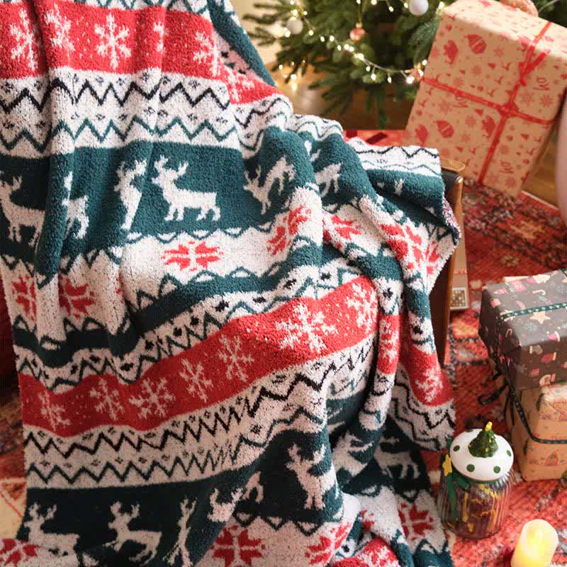 Ownkoti Christmas Fair Isle Reindeer Throw Blanket - image 5