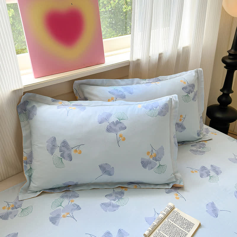Ownkoti Blue Ginkgo Leaf Pure Cotton Bedding - 2PCS Pillowcases - 19" x 29" - image 1