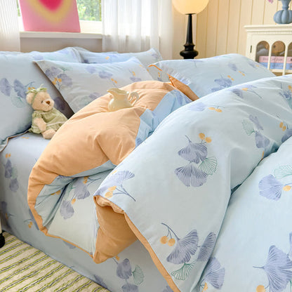 Ownkoti Blue Ginkgo Leaf Pure Cotton Bedding - Bedding Set (4PCS) - King - image 0