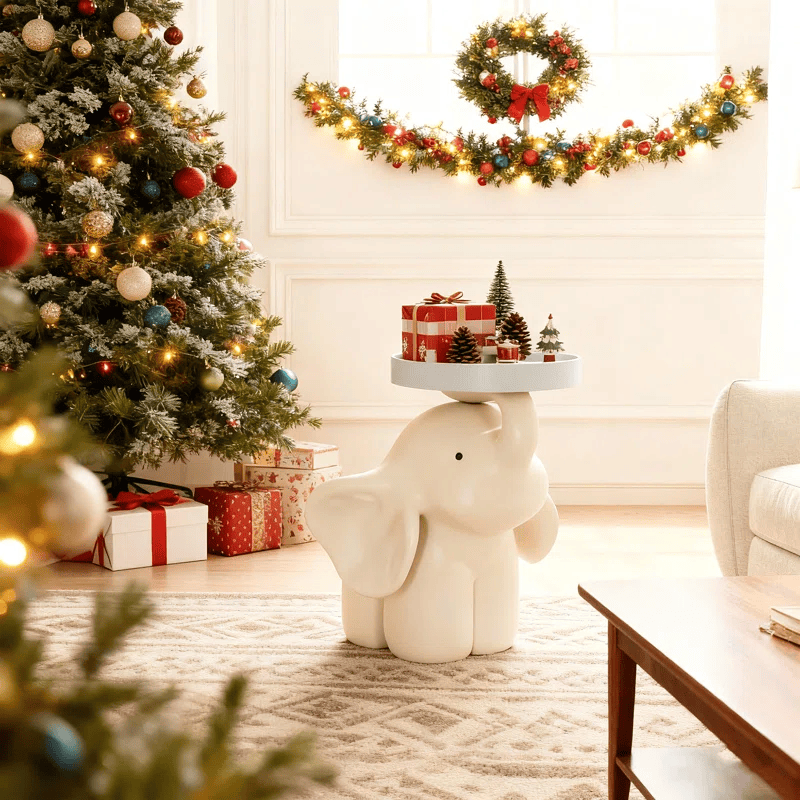 Ownkoti Elephant Base Side Table With Tray - image 0