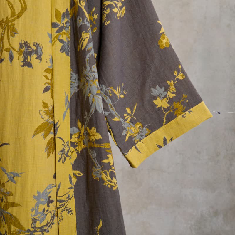 Ownkoti Vintage Floral Leaf Cotton Kimono Robe - image 5