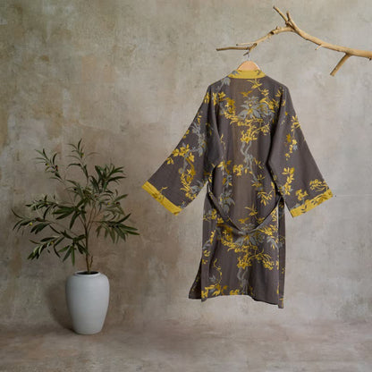 Ownkoti Vintage Floral Leaf Cotton Kimono Robe - image 1