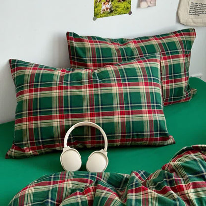 Ownkoti Classic Plaid Cotton Bedding Set - Green - 2PCS Pillowcases - 19" x 29" - image 6