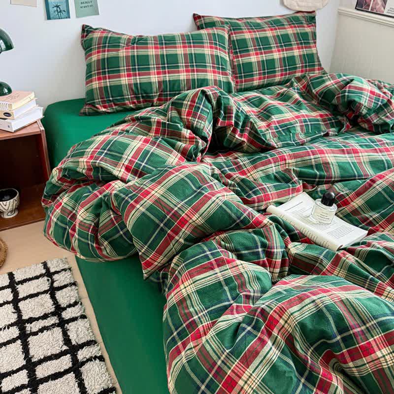 Ownkoti Classic Plaid Cotton Bedding Set - Green - Bedding Set (4PCS) - King - image 23