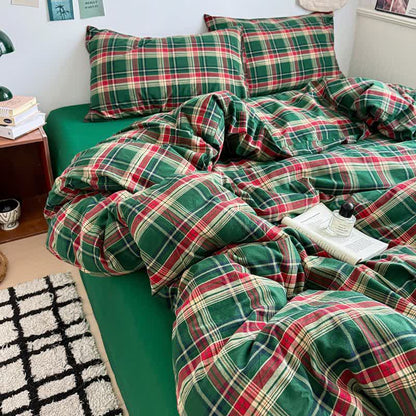 Ownkoti Classic Plaid Cotton Bedding Set - Green - Bedding Set (4PCS) - King - image 23