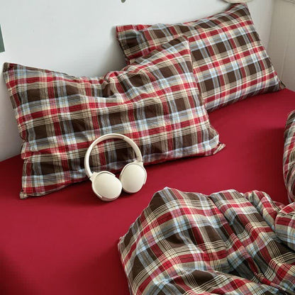Ownkoti Classic Plaid Cotton Bedding Set - Red - 2PCS Pillowcases - 19" x 29" - image 15