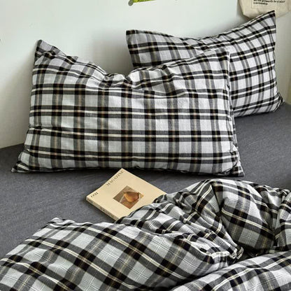 Ownkoti Classic Plaid Cotton Bedding Set - Gray - 2PCS Pillowcases - 19" x 29" - image 15