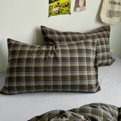 Ownkoti Classic Plaid Cotton Bedding Set - Brown - 2PCS Pillowcases - 19" x 29" - image 21