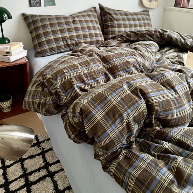 Ownkoti Classic Plaid Cotton Bedding Set - Brown - Bedding Set (4PCS) - King - image 0