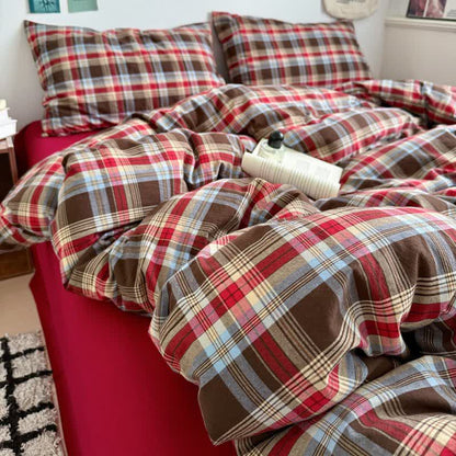 Ownkoti Classic Plaid Cotton Bedding Set - Red - Bedding Set (4PCS) - King - image 10