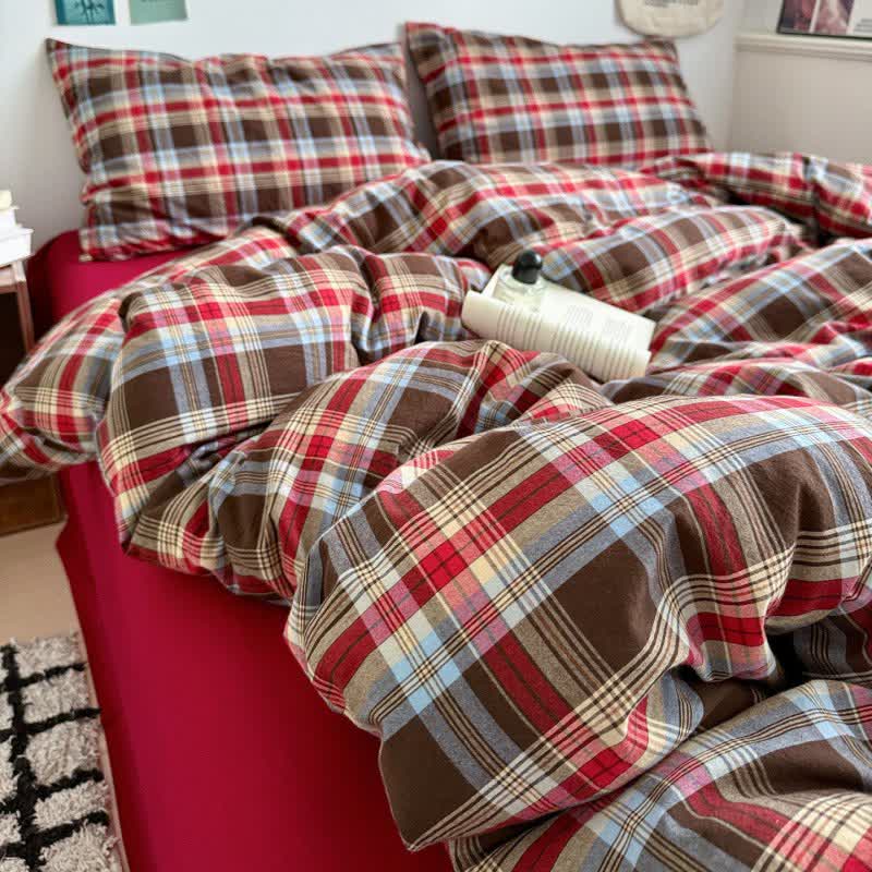 Ownkoti Classic Plaid Cotton Bedding Set - Red - Bedding Set (4PCS) - King - image 16