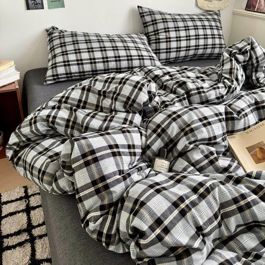 Ownkoti Classic Plaid Cotton Bedding Set - Gray - 2PCS Pillowcases - 19" x 29" - image 0