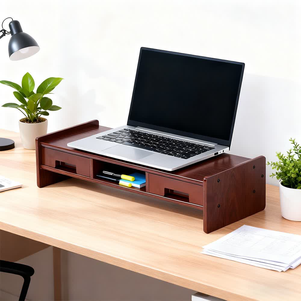 Ownkoti Computer Monitor Stand Riser Desk Organizer - Brown - image 0