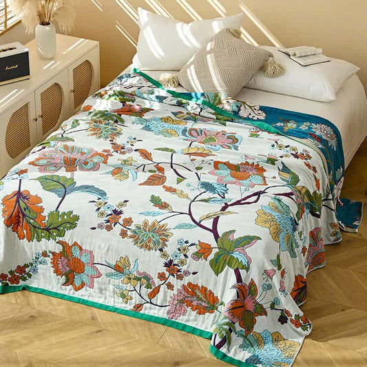 Ownkoti Floral Leaf Jacquard Cotton Gauze Quilt - King - image 0