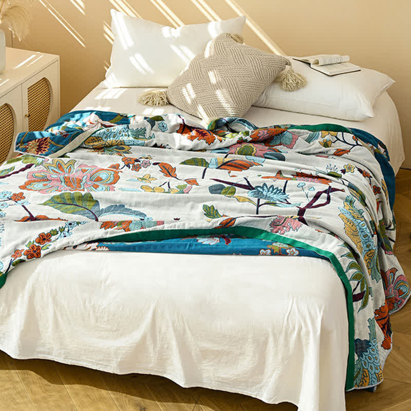 Ownkoti Floral Leaf Jacquard Cotton Gauze Quilt - image 3