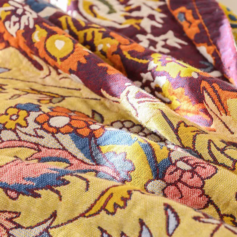 Ownkoti Retro Red Floral Jacquard Cotton Quilt - image 6