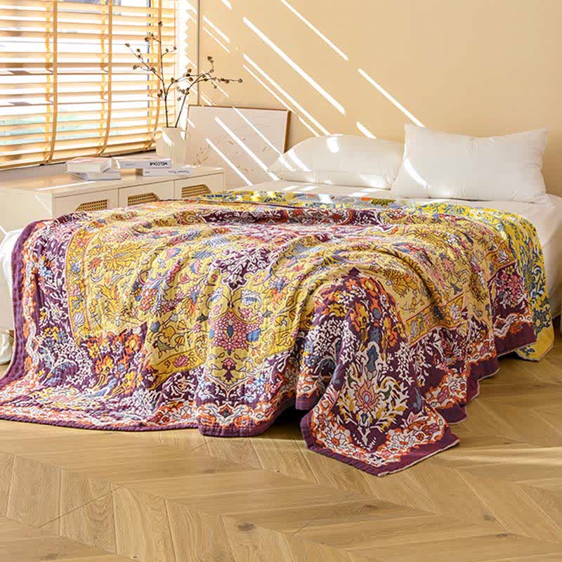 Ownkoti Retro Red Floral Jacquard Cotton Quilt - image 3