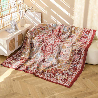 Ownkoti Retro Red Floral Jacquard Cotton Quilt - image 4