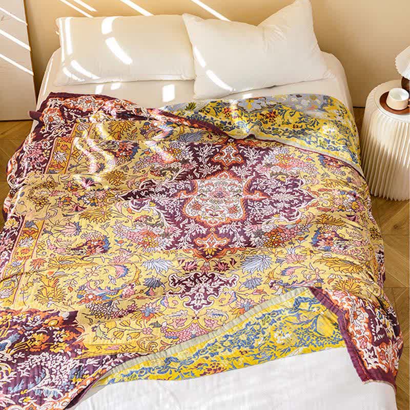 Ownkoti Retro Red Floral Jacquard Cotton Quilt - image 2