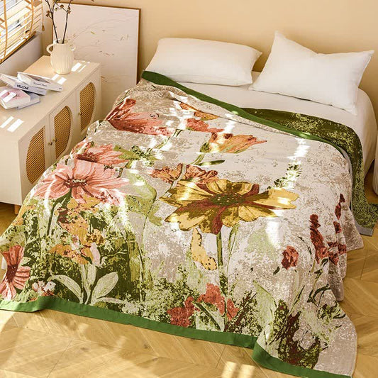 Ownkoti Impressionist Floral Jacquard Cotton Gauze Quilt - Queen - image 0