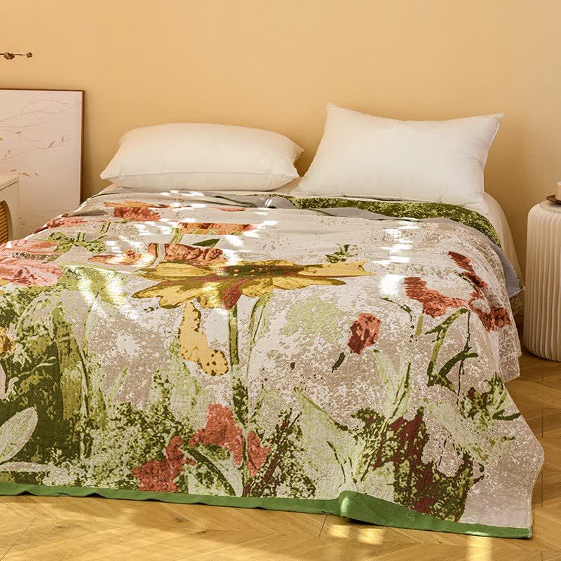 Ownkoti Impressionist Floral Jacquard Cotton Gauze Quilt - image 2