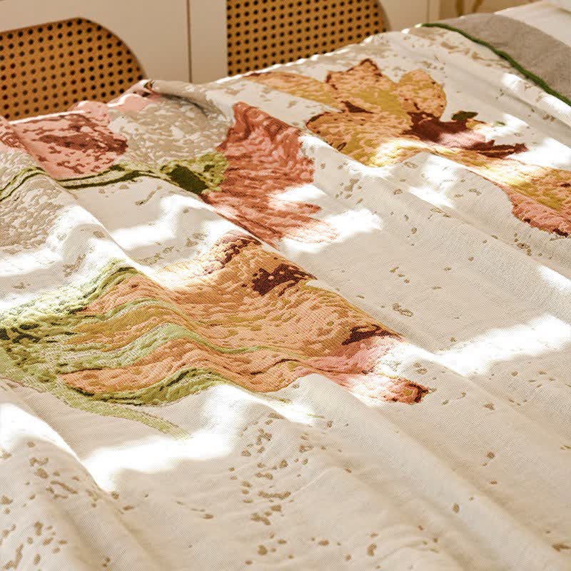 Ownkoti Impressionist Floral Jacquard Cotton Gauze Quilt - image 4