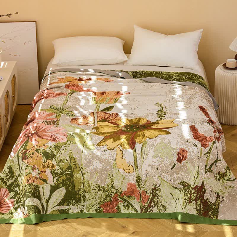 Ownkoti Impressionist Floral Jacquard Cotton Gauze Quilt - image 1