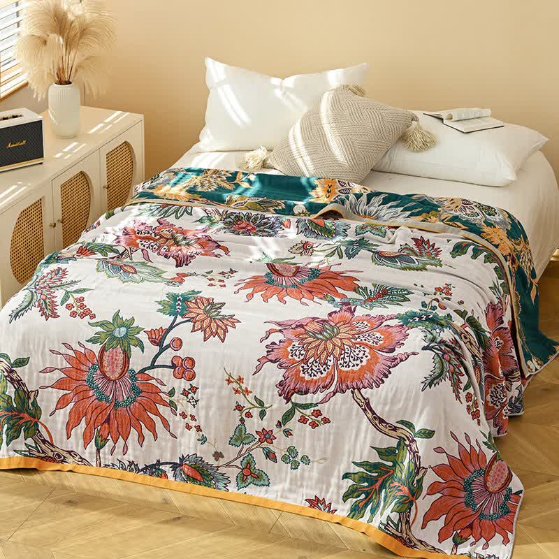 Ownkoti Retro Blooming Flower Cotton Gauze Quilt - King - image 0