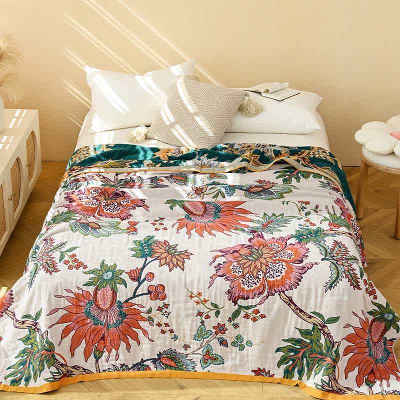 Ownkoti Retro Blooming Flower Cotton Gauze Quilt - image 1