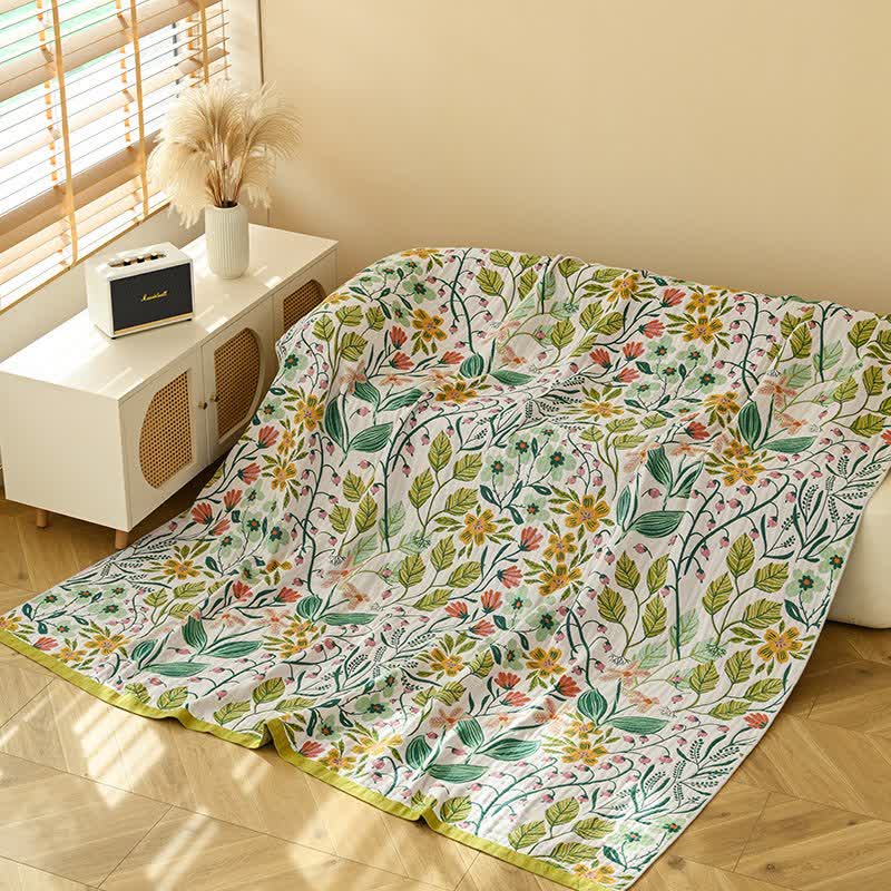 Ownkoti Green Leaf Flower Cotton Gauze Quilt - image 3