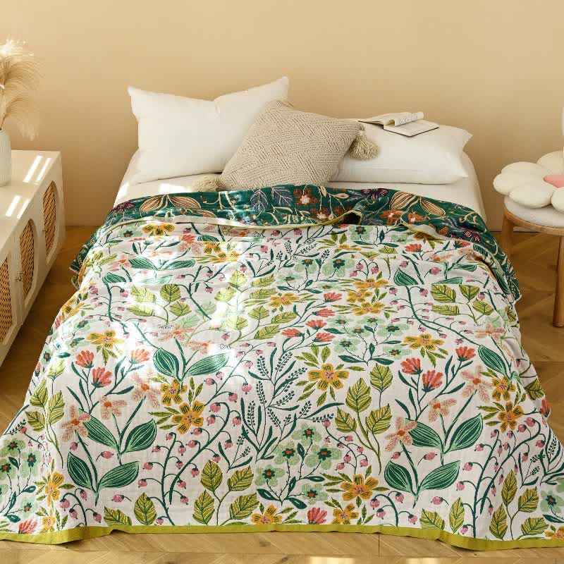 Ownkoti Green Leaf Flower Cotton Gauze Quilt - image 1