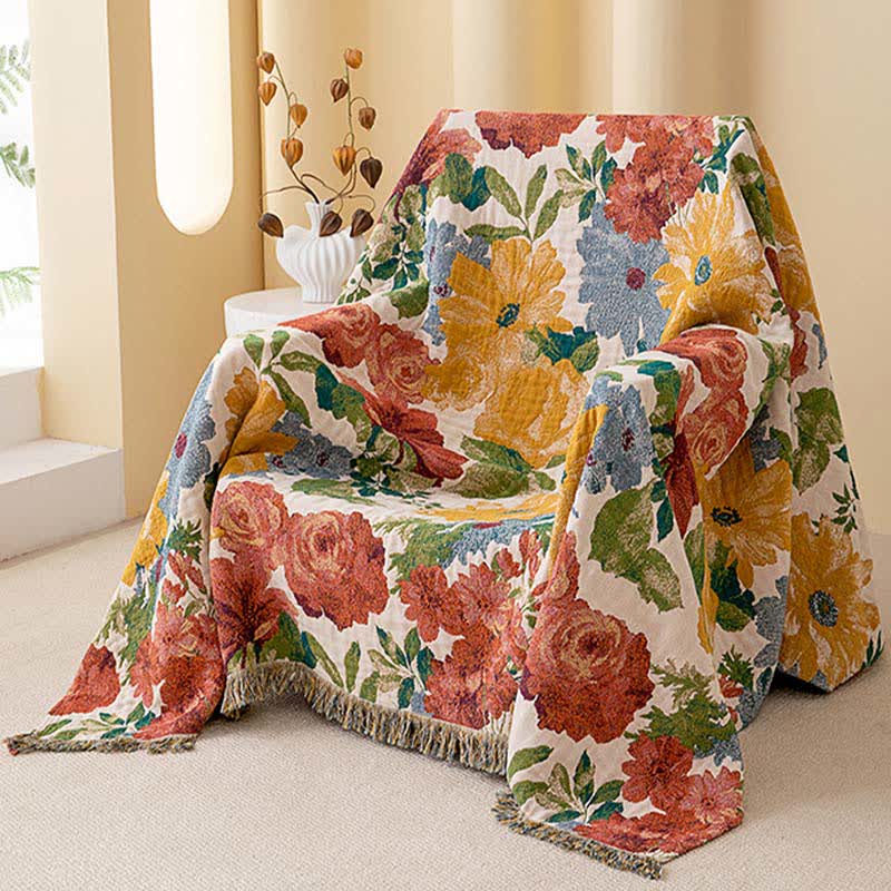 Ownkoti Luxurious Floral Cotton Gauze Tassel Quilt - image 3