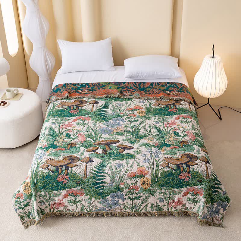 Ownkoti Mushroom Forest Cotton Gauze Tassel Quilt - King - image 0