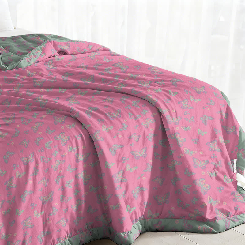 Ownkoti Pink Butterfly Cotton Gauze Jacquard Quilt - image 3