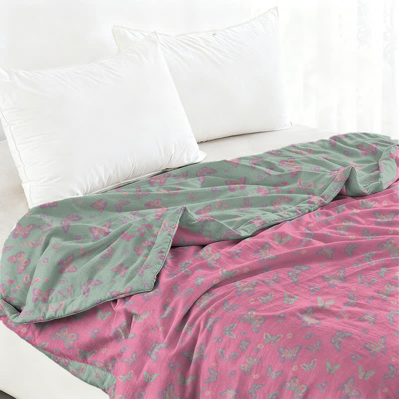 Ownkoti Pink Butterfly Cotton Gauze Jacquard Quilt - image 2