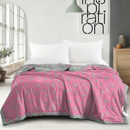 Ownkoti Pink Butterfly Cotton Gauze Jacquard Quilt - image 1