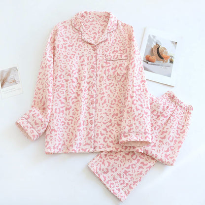 Ownkoti Soft-Tone Leopard Print Cotton Loungewear Set - Pink - XL - image 2