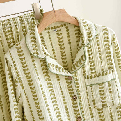 Ownkoti FLeaf Stripe Print Cotton Loungewear Set - image 3