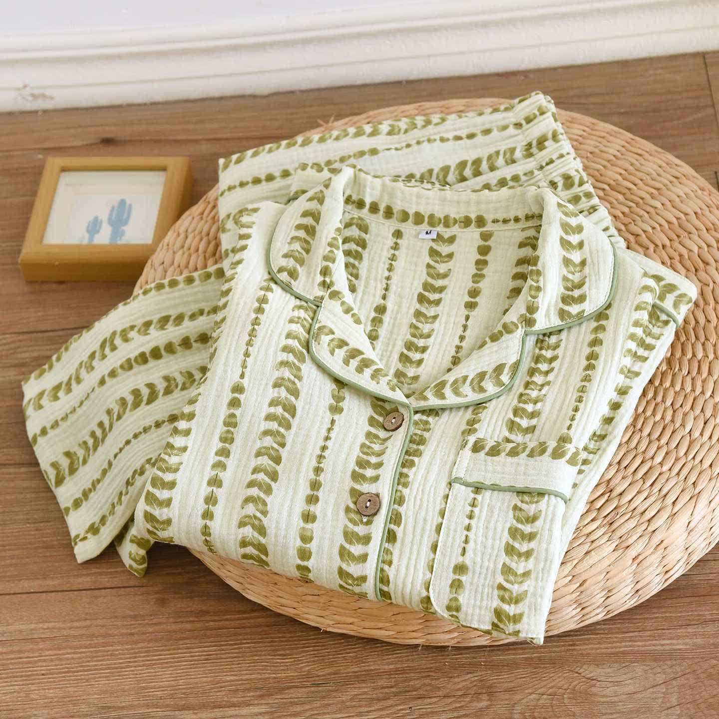 Ownkoti FLeaf Stripe Print Cotton Loungewear Set - image 2