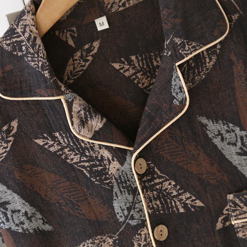 Ownkoti Artistic Leaf Jacquard Cotton Gauze Loungewear - image 3