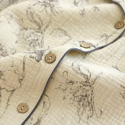 Ownkoti Elegant Vintage Floral Cotton Loungewear Set - image 6