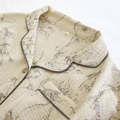 Ownkoti Elegant Vintage Floral Cotton Loungewear Set - image 4