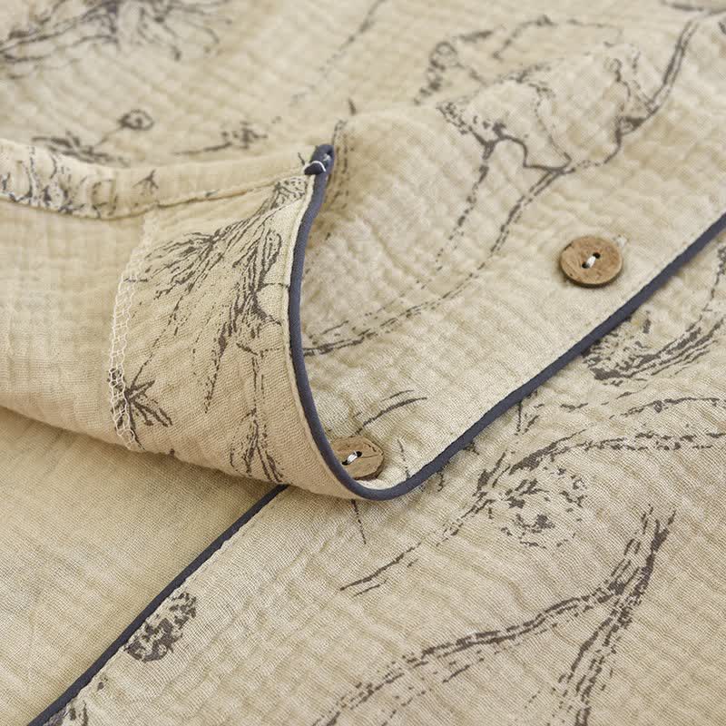 Ownkoti Elegant Vintage Floral Cotton Loungewear Set - image 7