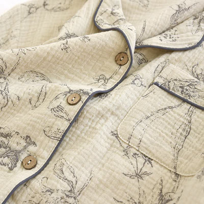 Ownkoti Elegant Vintage Floral Cotton Loungewear Set - image 5