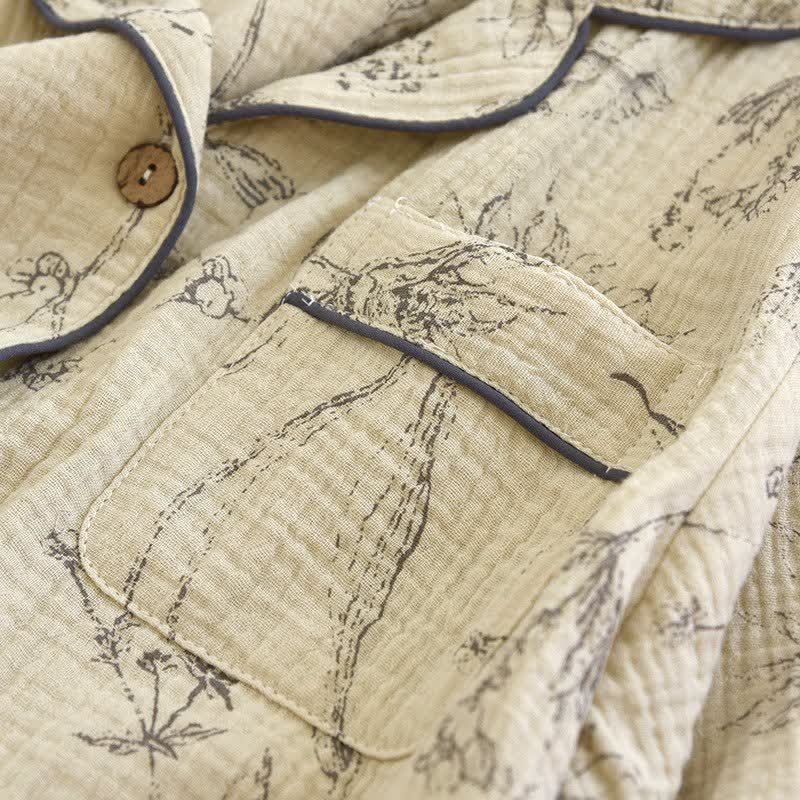 Ownkoti Elegant Vintage Floral Cotton Loungewear Set - image 8