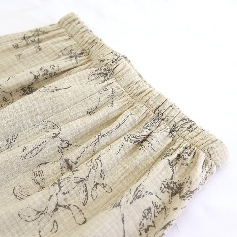 Ownkoti Elegant Vintage Floral Cotton Loungewear Set - image 12