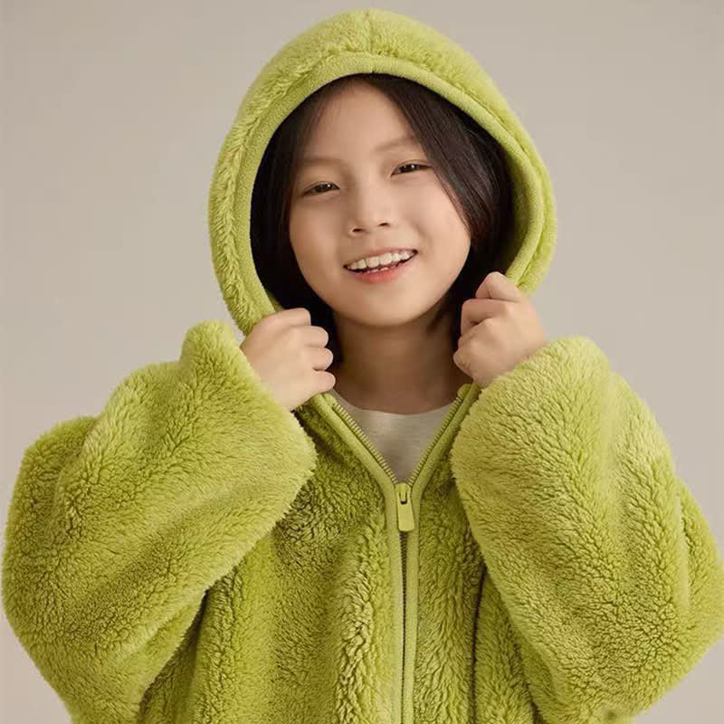 Ownkoti Solid Hooded Zip-up Plush Child Robe - image 6