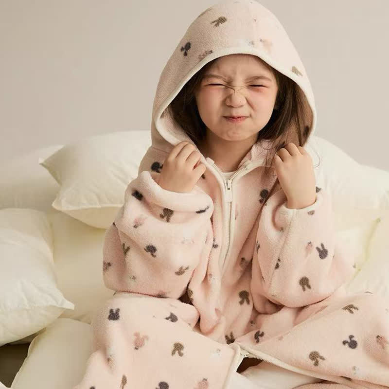 Ownkoti Animal Print Hooded Zip-up Plush Child Robe - image 2